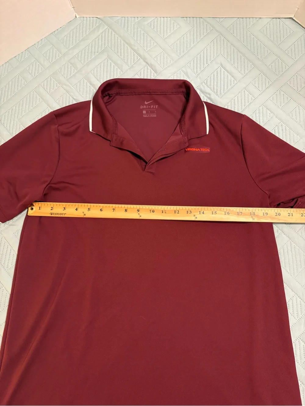 Nike Virginia Tech Hokies Dri-fit Polo Shirt Short Sleeves Maroon Size L